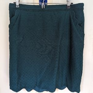 Hunter Green Skirt with Scalloped detailing (pockets!)